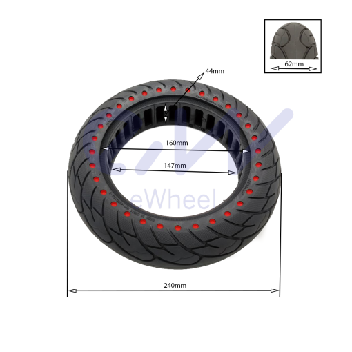 Segway Ninebot Max G30 10X2,50 ļoti viegla perforētā bezkameru riepa
