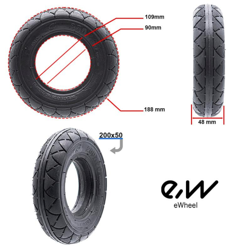 Pildīta elektriskā skrejriteņa riepa 200x50
