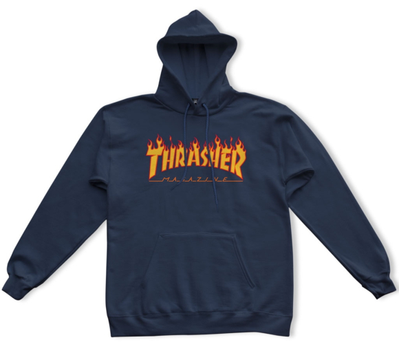 Thrasher толстовка с капюшоном Flame Navy