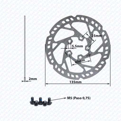 Scooter brake disc 135mm with 5 holes