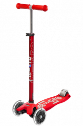 Micro Maxi Deluxe LED skrejritenis (spīdoši riteņi) Red