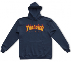 Thrasher Hoodie Flame Navy S size